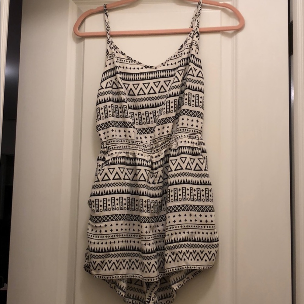 Black and White Aztec Print Romper